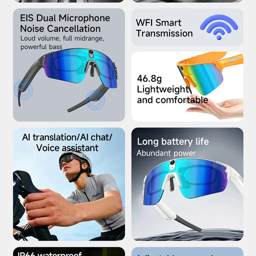 Al Smart Glasses Camera Bluetooth Open-Ear Audio | Oakley Meta Alternative.