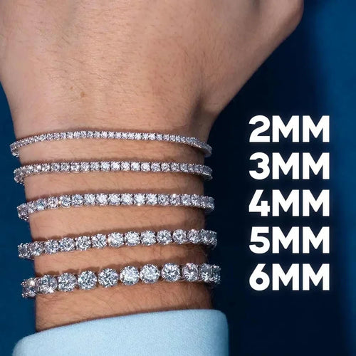 2-5mm D/VVS1 Moissanite Tennis Chain Bracelet 925 Sterling Silver Pass Tester