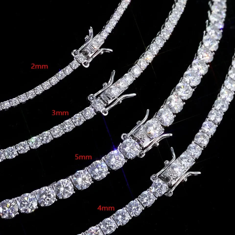4MM  D/VVS1 Moissanite Tennis Chain Bracelets 925 Sterling Silver Pass Tester DJ