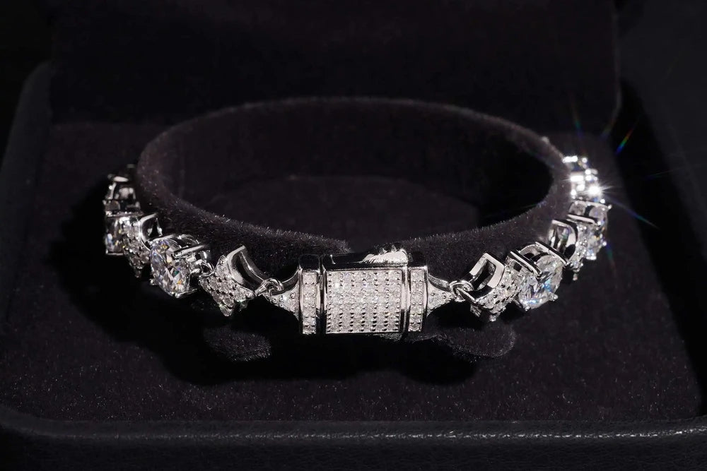 7" VVS1  Clover Pattern GRA 925 Silver Moissanite Bracelet US Warehouse