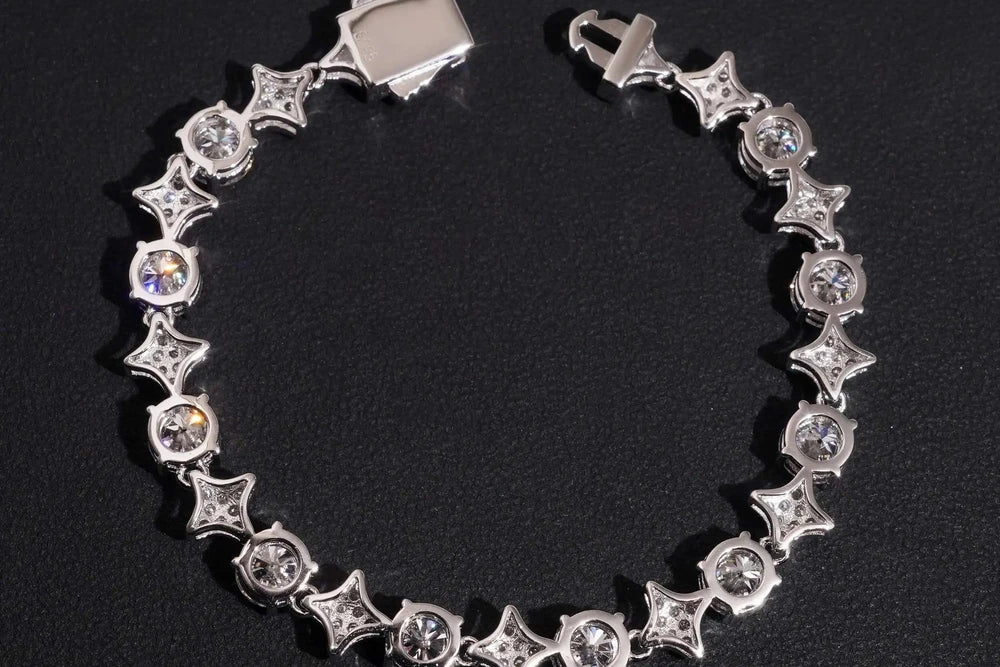 7" VVS1  Clover Pattern GRA 925 Silver Moissanite Bracelet US Warehouse