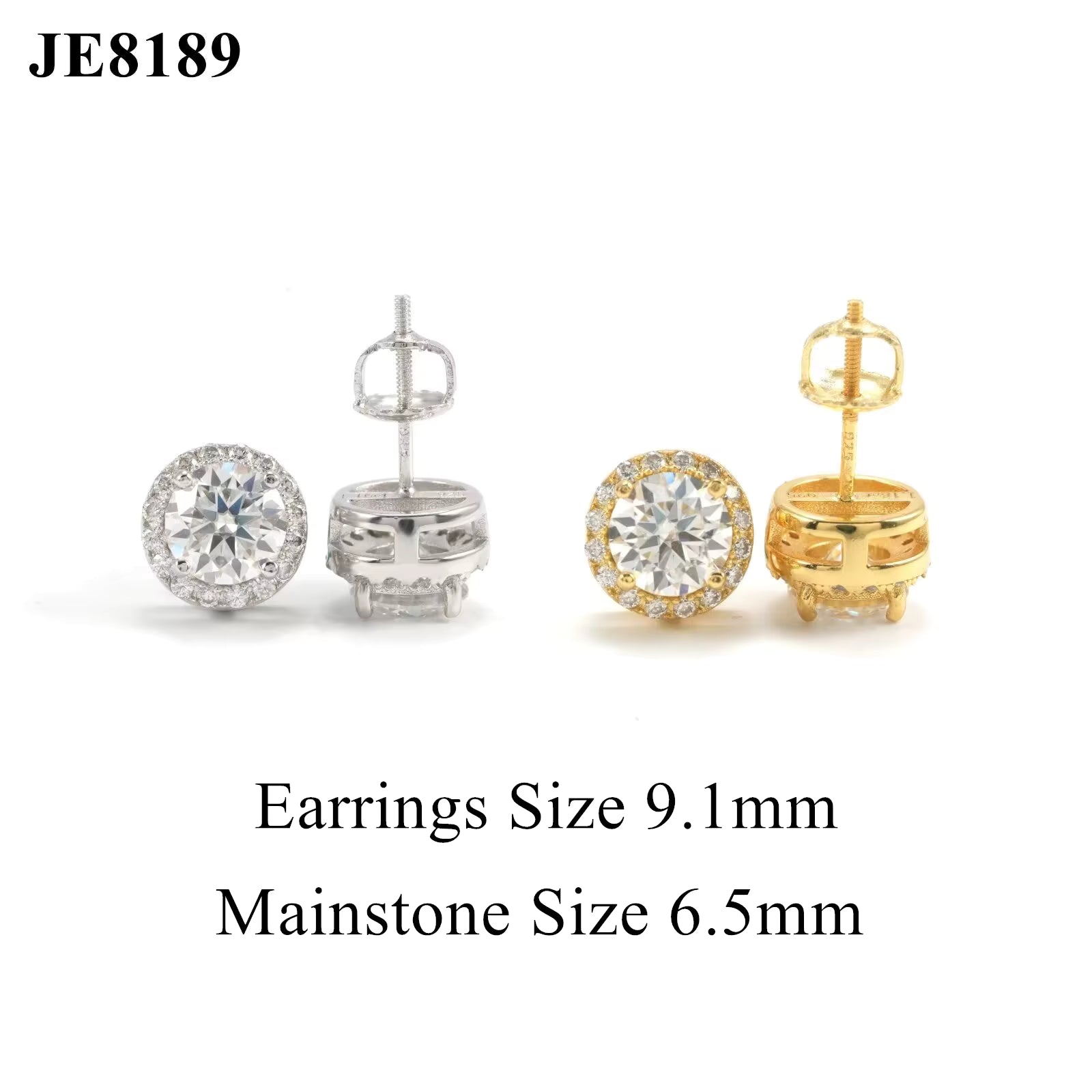 7.6MM VVS Moissanite Halo Stud Earrings 925 Silver GRA Pass Tester