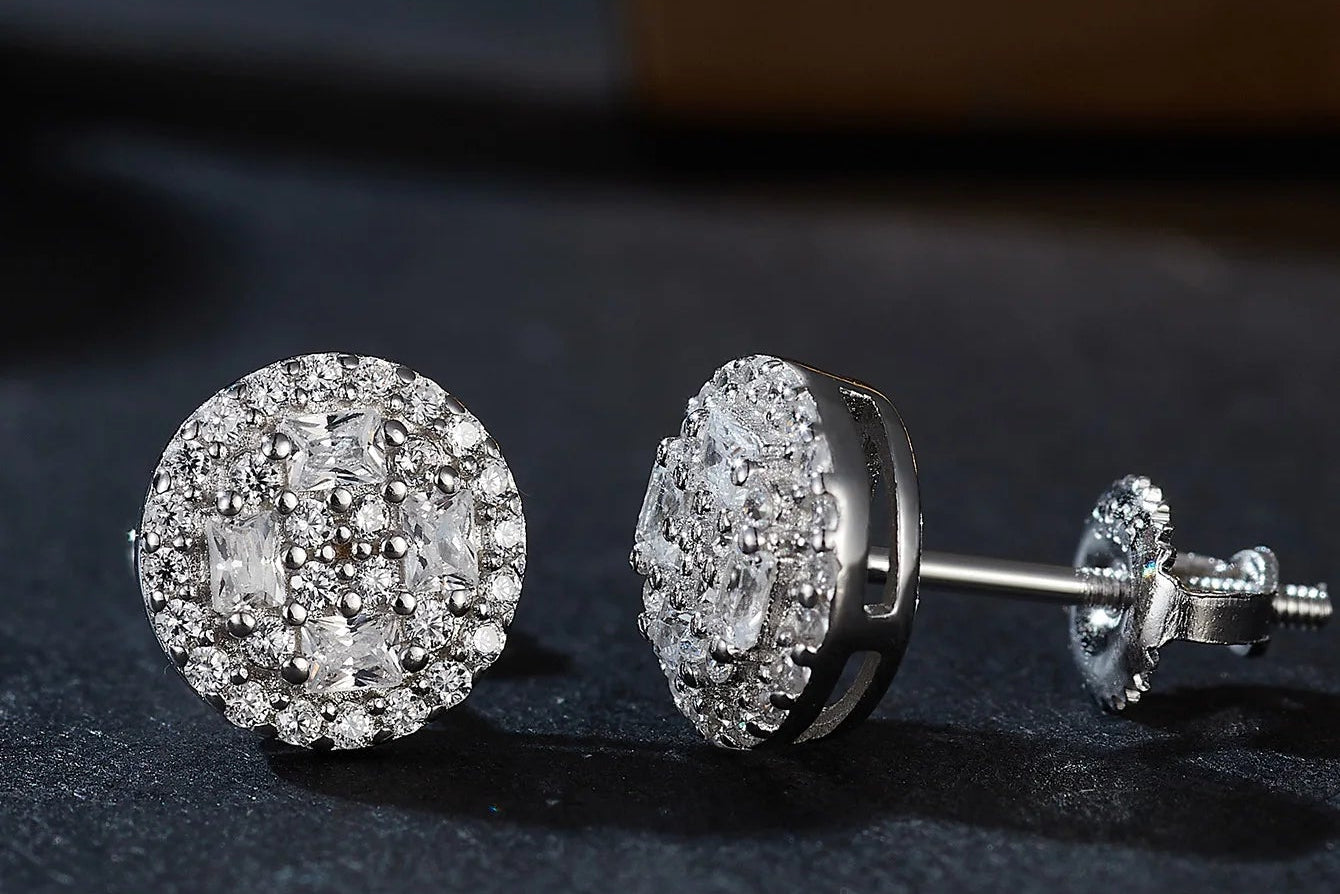 7MM VVS1 Moissanite Stud Earrings D Color 925 Sterling Silver Screw Back Dallas Jewelers