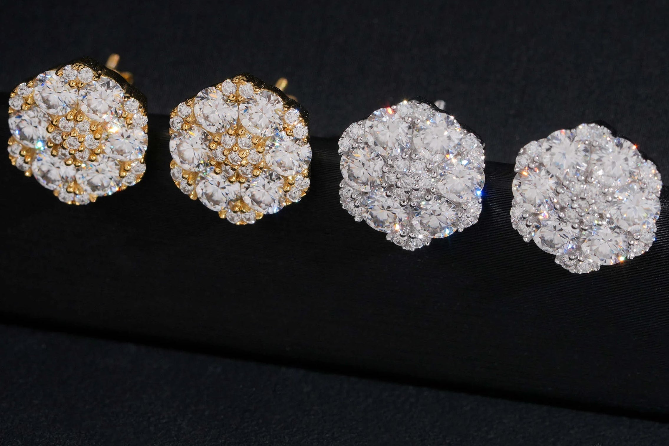 GRA 13MM Flower Cluster Moissanite Earrings 925 Sterling Silver Moissanite Dallas Jewelers
