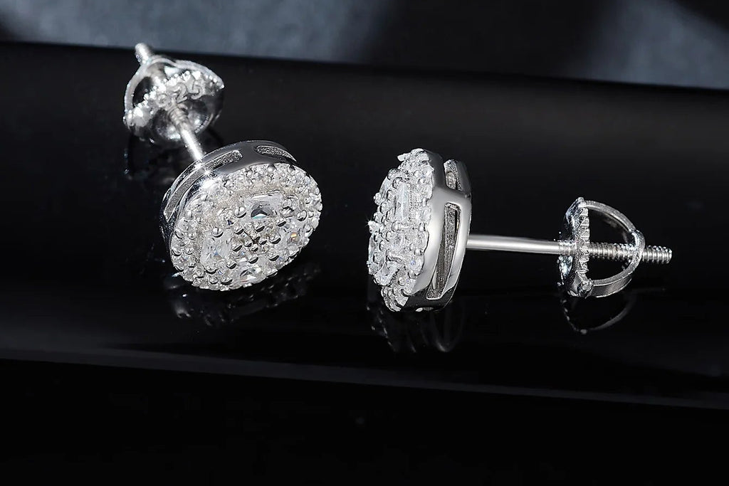 7MM VVS1 Moissanite Stud Earrings D Color 925 Sterling Silver Screw Back Dallas Jewelers