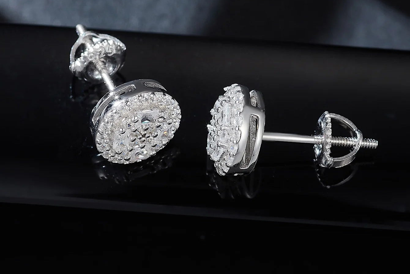 7MM VVS1 Moissanite Stud Earrings D Color 925 Sterling Silver Screw Back Dallas Jewelers