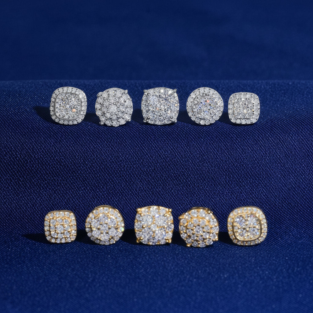 925 Silver Moissanite Stud Earrings D/VVS1 Iced Out Passes Tester Dallas Jewelers