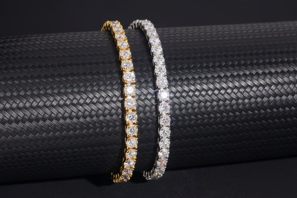 4MM  D/VVS1 Moissanite Tennis Chain Bracelets 925 Sterling Silver Pass Tester DJ