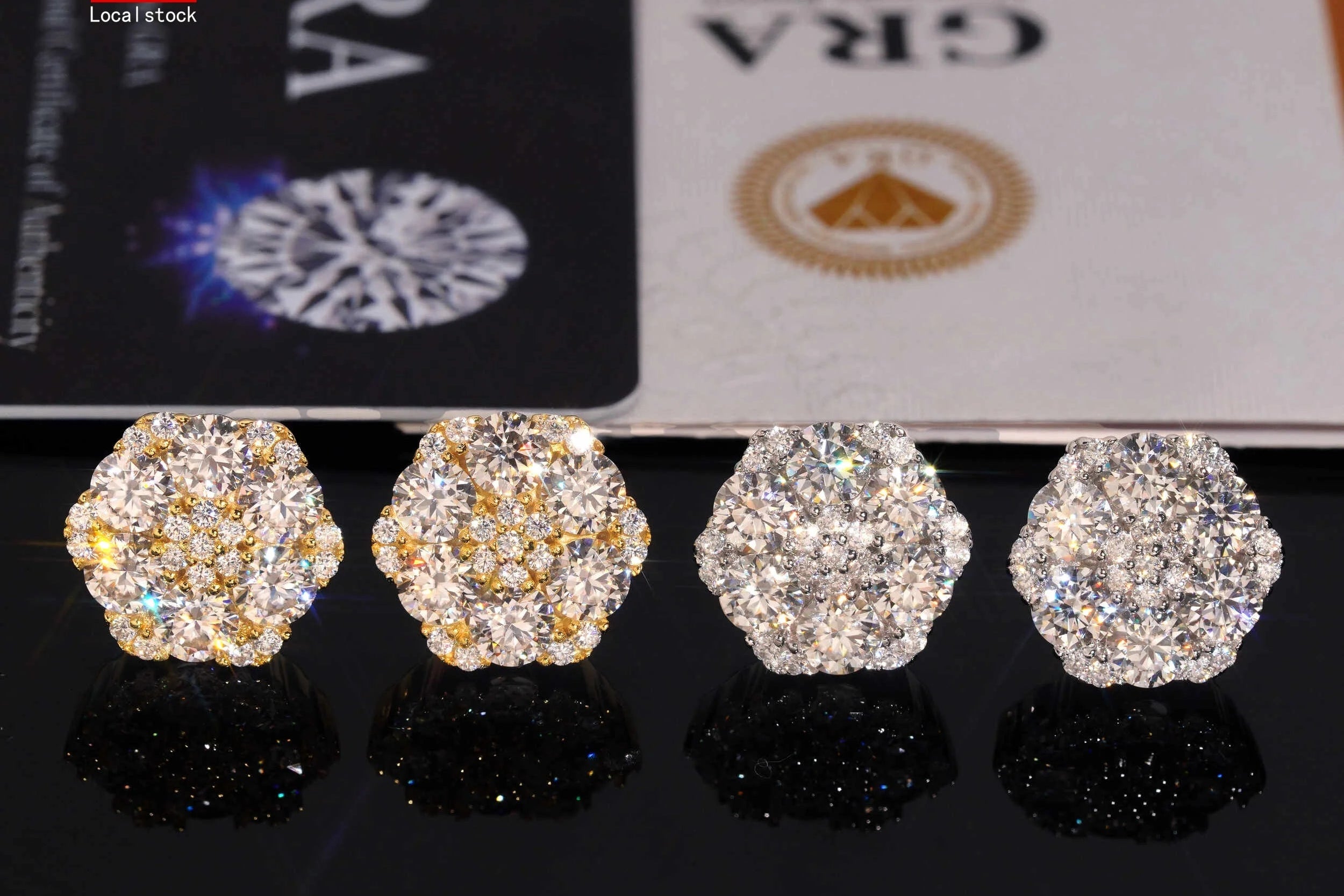 GRA 13MM Flower Cluster Moissanite Earrings 925 Sterling Silver Moissanite Dallas Jewelers