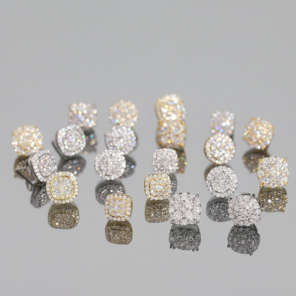 925 Silver Moissanite Stud Earrings D/VVS1 Iced Out Passes Tester Dallas Jewelers