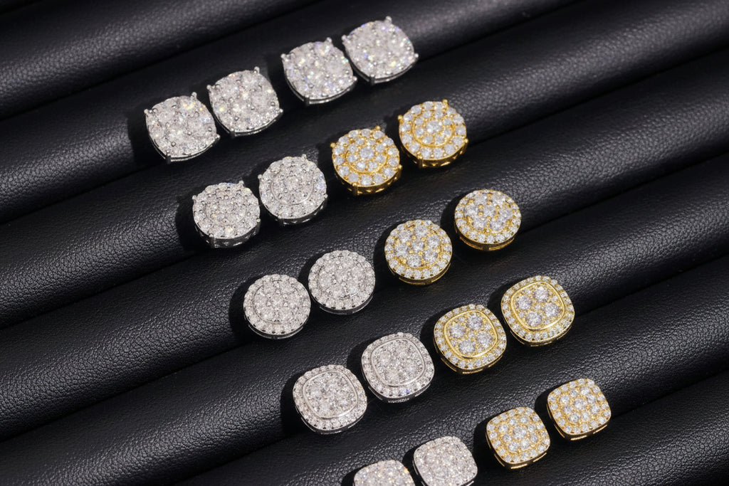 925 Silver Moissanite Stud Earrings D/VVS1 Iced Out Passes Tester Dallas Jewelers