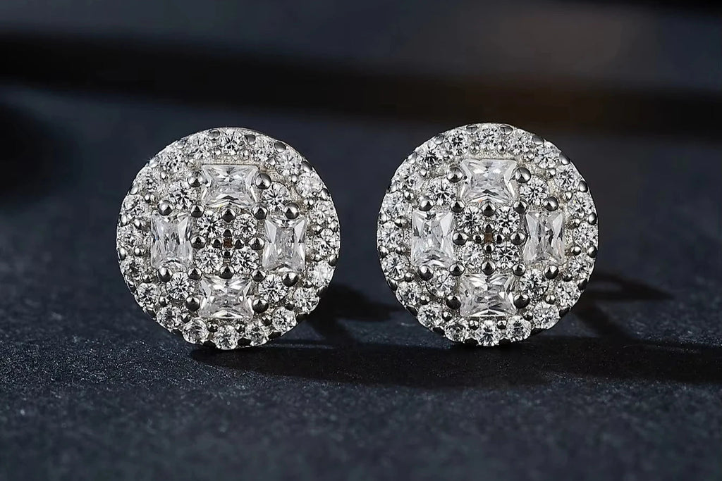 7MM VVS1 Moissanite Stud Earrings D Color 925 Sterling Silver Screw Back Dallas Jewelers