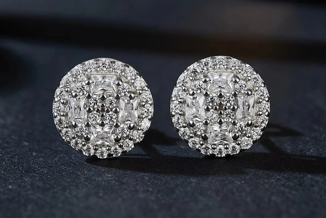 7MM VVS1 Moissanite Stud Earrings D Color 925 Sterling Silver Screw Back Dallas Jewelers