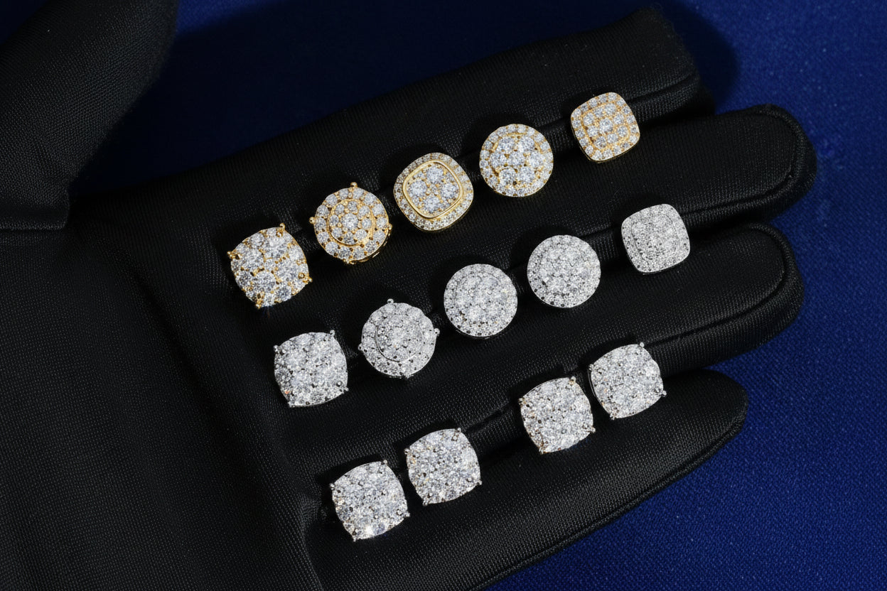 925 Silver Moissanite Stud Earrings D/VVS1 Iced Out Passes Tester Dallas Jewelers