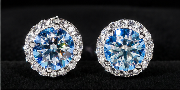 7.6MM VVS Moissanite Halo Stud Earrings 925 Silver GRA Pass Tester