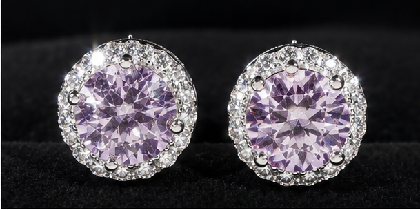 7.6MM VVS Moissanite Halo Stud Earrings 925 Silver GRA Pass Tester